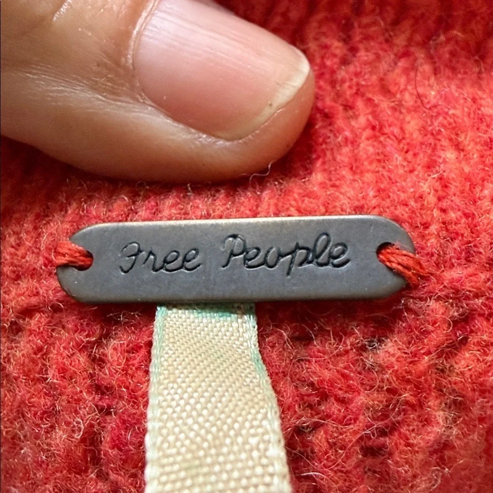 Free people orange wool cardigan jacket coat oversized knit trench